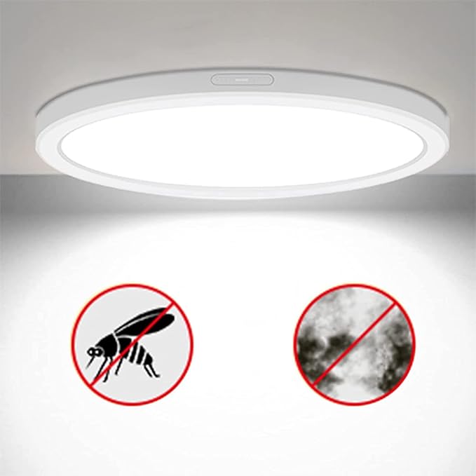 11inch Flush Mount Ceiling Light, White 24W 2400LM Dimmable Ceiling Light Fixtures, 5000K Ultra Thin Round Led Ceiling Light for Bedroom,Living Room,Kitchen, Hallway, Bathroom, 3Pack