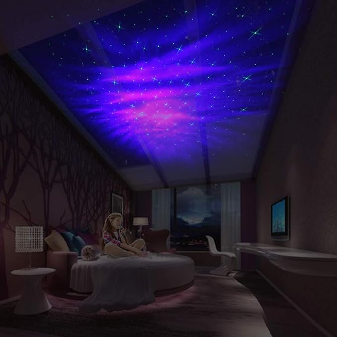 LedMAll Star Aurora Green and RGB LED Night Lights Decorative Projector with Bluetooth Speaker and Remote Control - Dark Gray