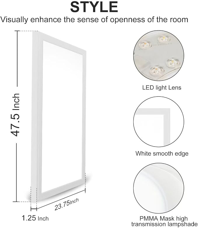 2'x4' 5500 Lumen 6 Pack LED Flat Panel,Flush Mount and Drop Ceiling | White Trim 5 CCT, 3 Level Dim,CRI 90 for Home and Office
