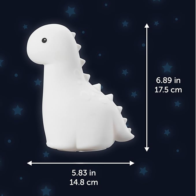 Globe Electric Multicolor LED Silicone Night Light, Brontosaurus Tap Light, Rechargeable, Color Changing, Soft BPA-Free Body, Kids Nursery Décor, 13848