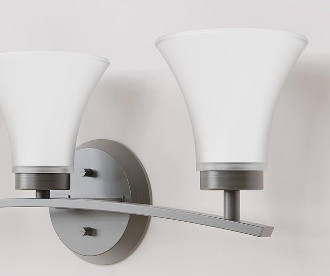 Anta Modern Farmhouse 3-Light Vanity Light Indutrial Wall Sconce Lighting with Etched Glass Shade in Brushed Nickel Finish for Bathroom, Hallway, Entryway, Kitchen, Mirror, Laundry Room