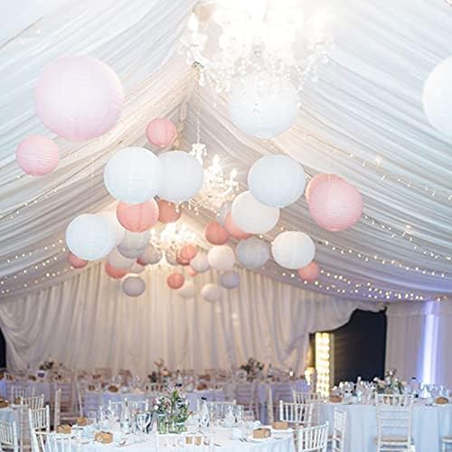 Pink Paper Lanterns 12 Pcs Assorted size of 6" 8" 10" 12" Chinese Round Paper Hanging Decorations Ball Lanterns Lamps for Home Decorations, Parties, and Weddings