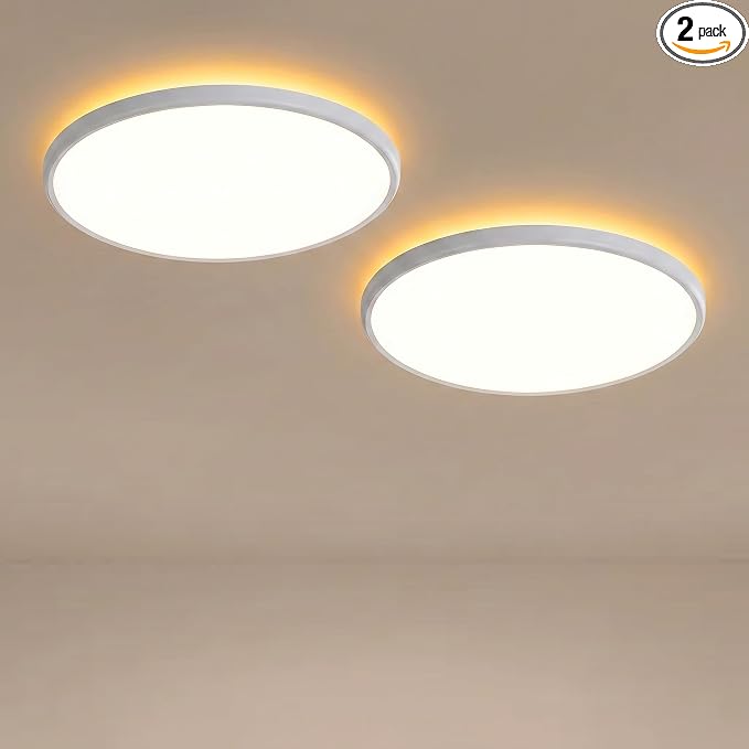 TALOYA 2 Pack 18" Dimmable Flush Mount Ceiling Light Fixture,5CCT,White | Ultra-Slim,Round Edge-Lit LED Ceiling Lamp with 3000K-6500K Color Temperatures,Ideal for Living Rooms,Bedrooms,Kitchens