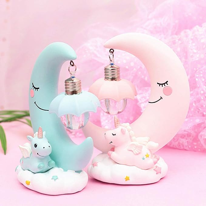 Hilitand Cartoon Moon LED Night Light Baby Nursery Lamp Ornaments Bedside Table Lamp Kids for Home Decoration ()