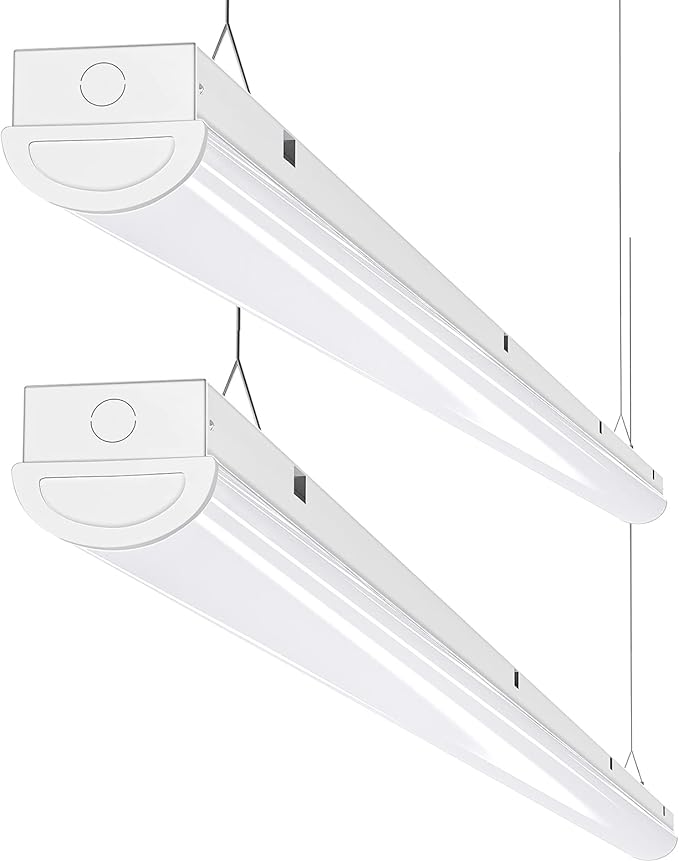ANTLUX 110W LED Shop Light 8FT Linear Strip Lights Linkable, 12000 Lumens, 5000K, 8 Foot Garage Lights, Surface Mount and Hanging Ceiling Lighting Fixture, 2 Pack