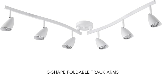 Globe Electric 59353 Grayson 6-Light Adjustable S-Shape Track Lighting, White Color, Matte Finish, 8.66", Bulbs Not Included