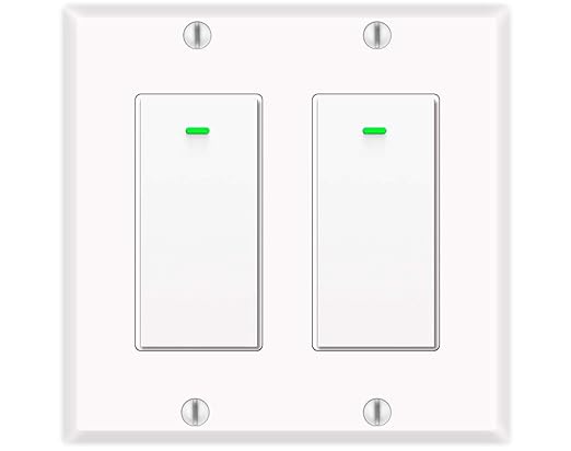 Smart Light Switch, Compatible with Alexa, Google Assistant, IFTTT, WiFi Light, Neutral Wire Required, Schedule Setting APP Remote Control, ETL, No Hub Required (2 Gang Smart Switch)