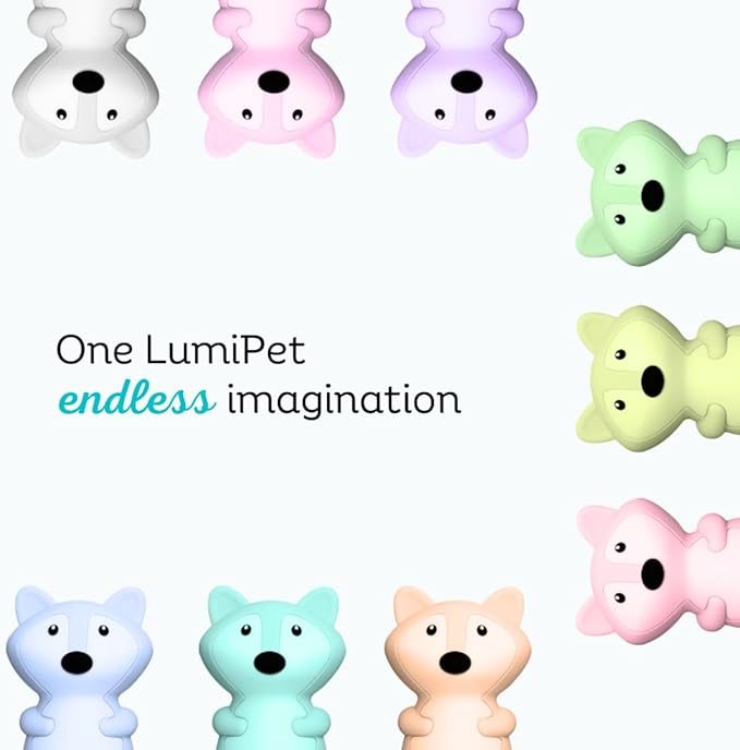 Lumipets Junior Fox Night Light, Soft Silicone Material, 8 Soothing Colors, Cordless, Easy Control, Portable
