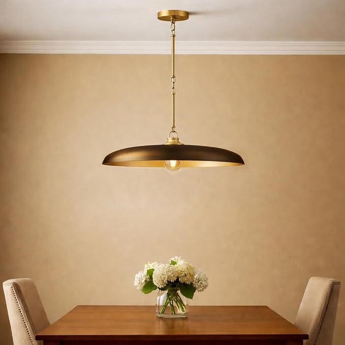 Hinkley Sadie 24" Large Dome Chandelier, Heritage Bronze/Lacquered Brass | Two Tone Saucer Pendant, Includes (5) 7" Downrods, Needs a Med. LED Bulb, Adjustable Height, Dining Room, Kitchen