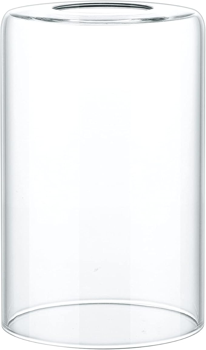 Skelang Clear Lip-less Glass Lamp Shade, Cylindrical Light Cover with Fitter Opening, Replacement for Chandelier, Bathroom Vanity Light, Pendant, Pack of 2