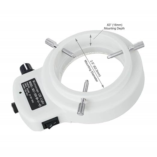 AmScope LED-144W-ZK White Adjustable 144 LED Ring Light Illuminator for Stereo Microscope & Camera