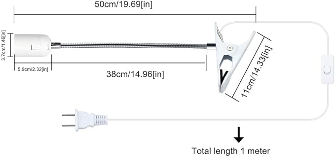 Bonlux E26 Clamp Lamp Fixture, Flexible Neck Clip Light Fixture with On/Off Switch US Plug for E26 Socket Plant Grow, Desk, Reptile Lamp Holder (2-Pack)