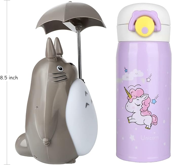 BATVOX Totoro Umbrella LED Night Light Kid's Character Lamp USB Charge (White Belly) Bonus Totoro Tumbler