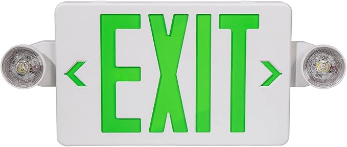 TANLUX Green Exit Sign with Emergency Lights, LED Emergency Exit Light with Battery Backup, UL Listed, AC 120/277V, Commercial Emergency Lights Combo for Business - 4 Pack