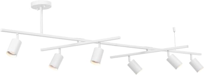 Globe Electric West 64" 6-Light Track Lighting, Matte White, Center Swivel Bars, Bulb Not Included