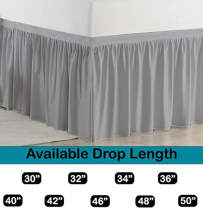 Dorm Bed Skirt, Twin XL, 34" Drop, Light Grey | Soft Microfiber Fabric, College dorm rooms, Hides under-bed storage, Fits 39"x80" Beds, Wrinkle-resistant, Machine Washable
