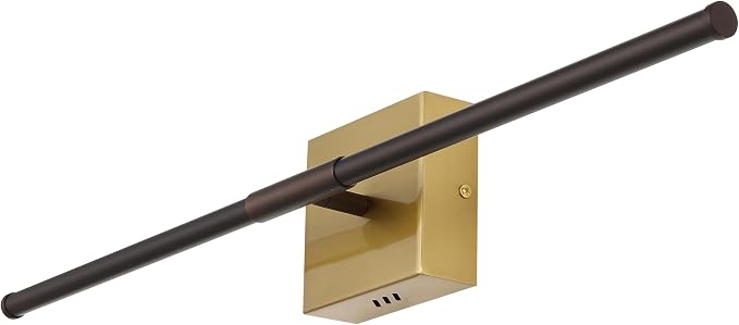 JONATHAN Y Makena 28" 1-Light LED Wall Sconce, Oil Rubbed Bronze/Brass Gold | Dimmable, Modern, Integrated 12W, Hardwired, Sleek Metal, Ambient, Bathroom Mirror, Bedroom, Hallway, Vanity Mount