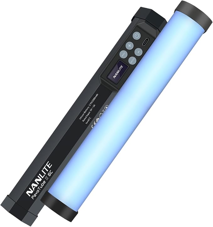 NANLITE PavoTube II 6C LED RGB Tube, 2700K-7500K Ultra-Wide Color Temperature, 2.4GHz Wireless Control Portable Handheld Photography Lighting Stick