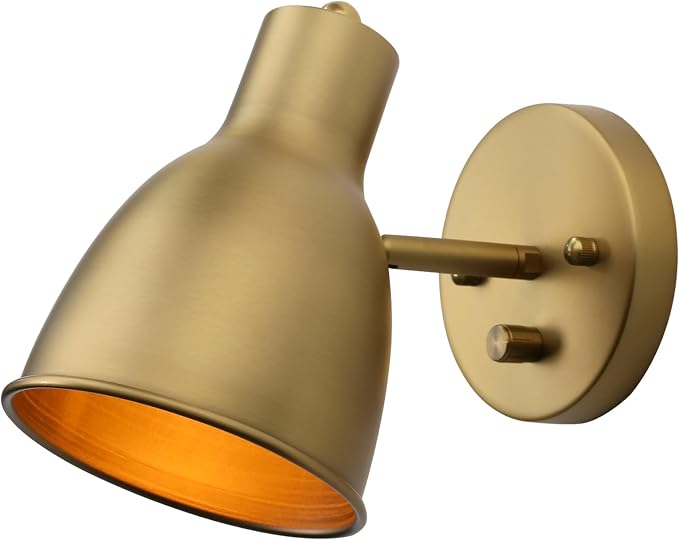 Dimmable Vintage Metal Wall Sconce - Adjustable Light Head, Hardwired Bedside Vanity Light for Bedroom, Bathroom & Dining Room