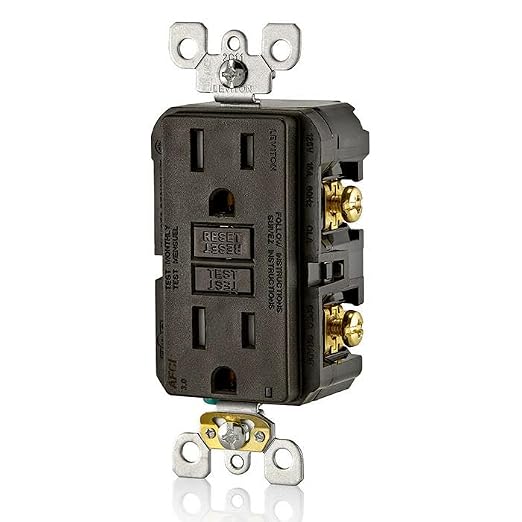 Leviton Outlet, 15 Amp, Self Test, Tamper-Resistant with LED Indicator Light, Protection from Electrical Fires, AFTR1, AFCI, Brown