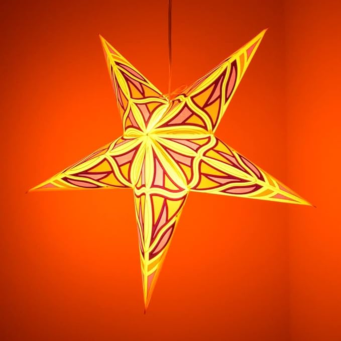 Mosaic Paper Star Lantern with 12 Foot Power Cord Included