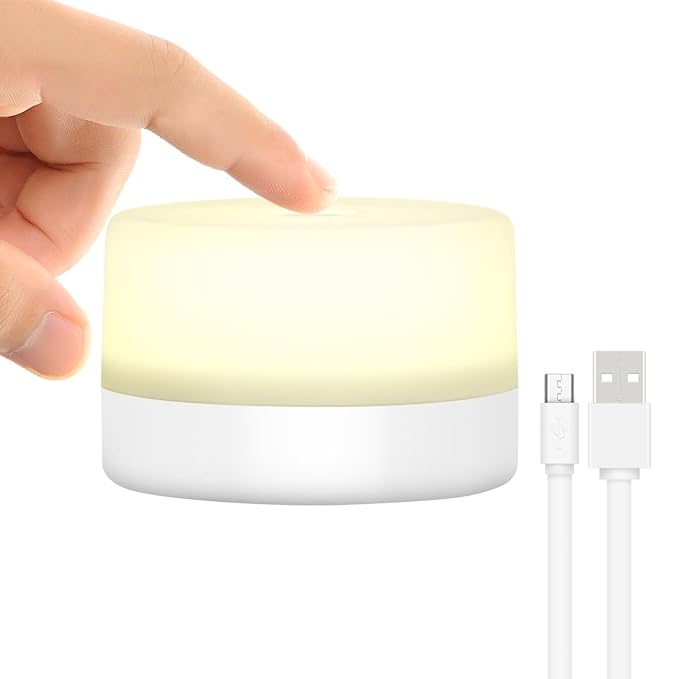 RTSU Dimmable Touch Night Light, Rechargeable Tap Lamp for Nursery | LED nursing light for breastfeeding, baby nursery, newborn care. USB rechargeable, wireless, stepless dimming