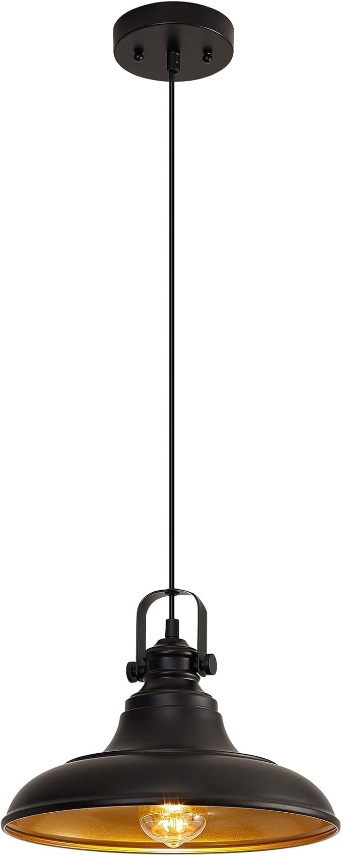 Black Pendant Lighting for Kitchen Island,Matte Blacks Farmhouse Pendant Lights Kitchen Island,Hanging Lighting Fixtures for Kitchens Dinning Room Bedroom Hallway,1 Pack
