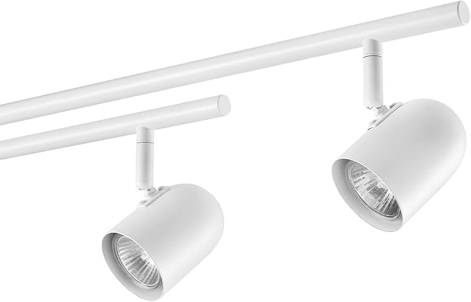 Globe Electric 6-Light Track Lighting, Center-Swivel Track Bar with Adjustable Heads, Matte White 45-Inch Dimmable Fixture for Modern Kitchen & Ceiling Lighting