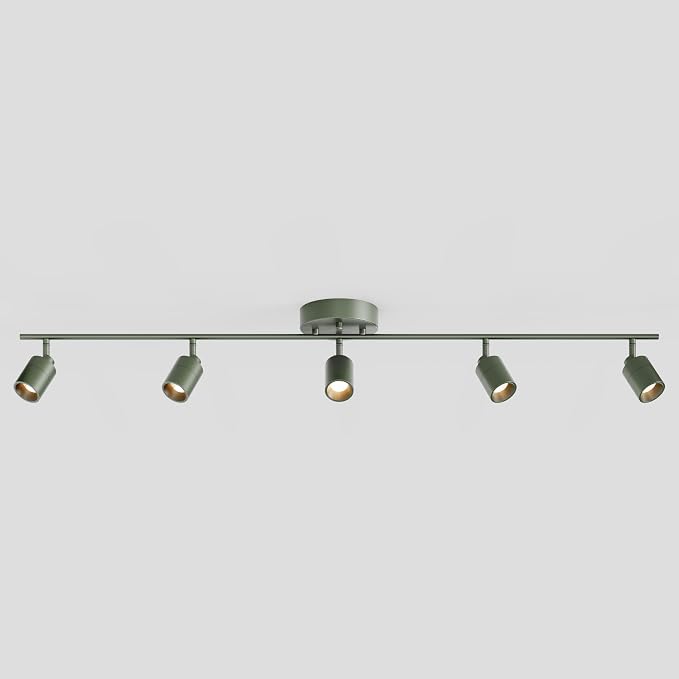 Shura Dark Olive 5-Light Track Light with Rotatable Heads, Integrated LED Bulbs, 4 ft. Track Lighting Kit, 3000k, 2450 Lumens