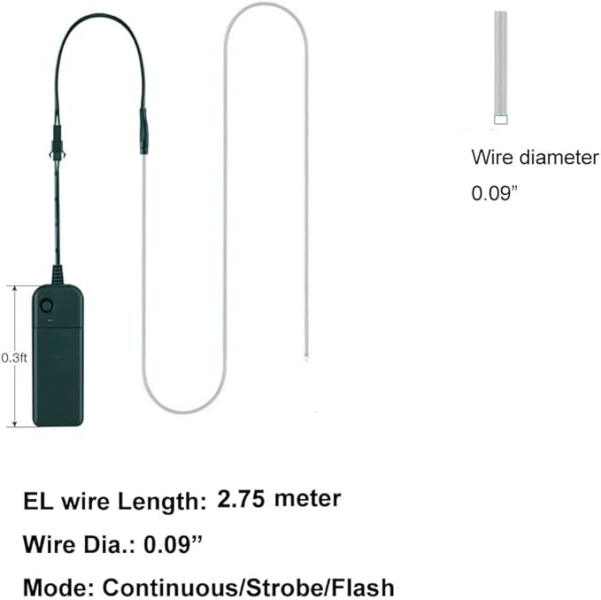 MaxLax EL Wire Orange 10-Pack, 9ft Neon Light Wire with Noise Reduction and Battery Pack…
