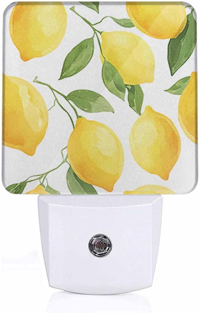 Lemon Night Light A Bright Yellow Fruit Plug into Wall with Dusk to Dawn Light Sensors 0.5W Warm Nightlights for Bedroom Bathroom Hallway