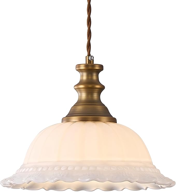 HDDFL White Glass Pendant Lights Modern Pendant Lighting Fixtures 11.8 in Hanging Lamp for Kitchen Island Bedroom Dining Room Coffee Shop Hallway Hotel Living Room