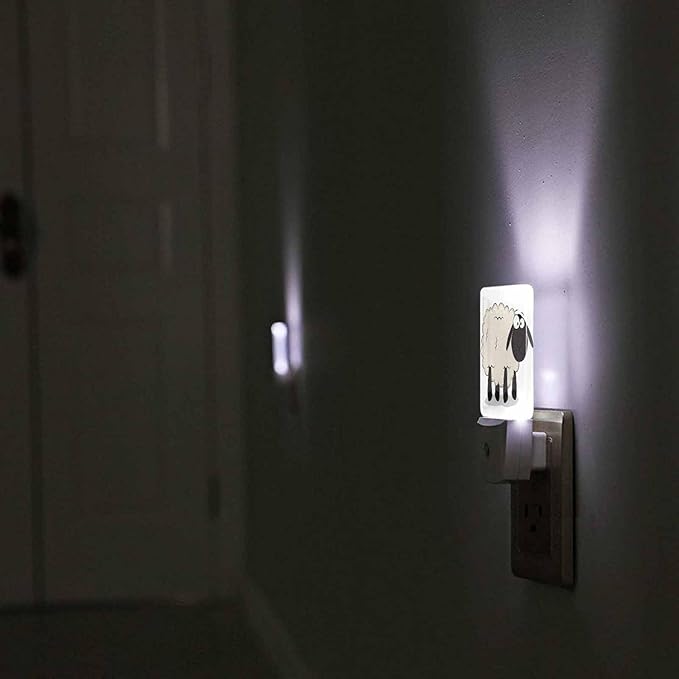 LED Night Light,Cartoon Sheep LED Night Light Plug into Wall with Dusk to Dawn Light Sensor White Energy Efficient Nightlight for Bedroom Bathroom Hallway Living Room Kitchen