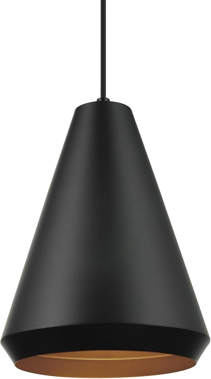 Globe Electric Harvey 1-Light Pendant Lighting, Matte Black, Black Fabric Cord, Bulb Not Included