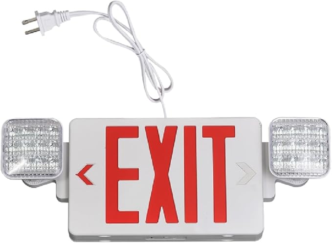 GZRUIYANG Exit Sign with Emergency Lights Red, LED Emergency Exit Light with Battery Backup, UL 924 Certified, AC 120V, Commercial Emergency Lights Combo with Plug, Red