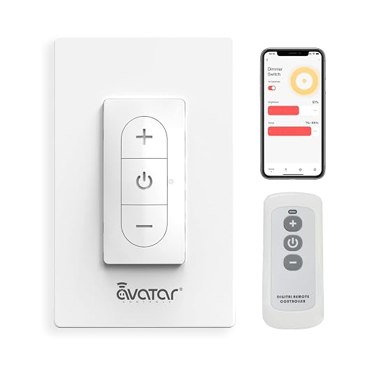 Smart Dimmer Switch with Bluetooth Remote, Single Pole One-Way WiFi Wall Switch, Smart Life App & Voice Control, Compatible with Alexa & Google Assistant, Neutral Wire Required, No Hub Needed