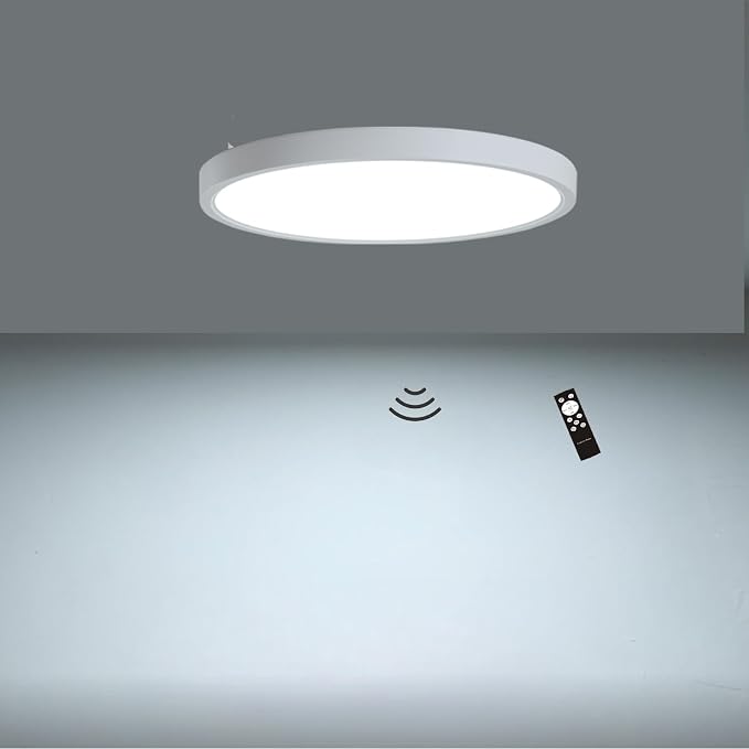 7in Motion Sensor Ceiling Light Indoor, 15W 1500LM, White | Hardwired Flush Mount, Remote Dimmable, 3000K/4000K/6000K, Closet Hallway Porch Laundry Stairway Basement