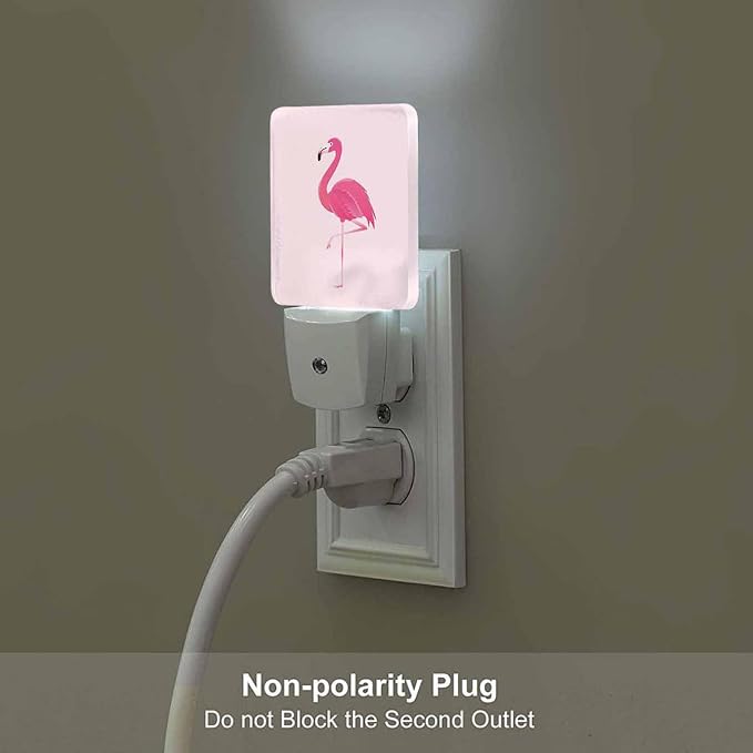 LED Night Light,Romantic Pink Flamingo LED Night Light Plug into Wall with Dusk to Dawn Light Sensor White Energy Efficient Nightlight for Bedroom Bathroom Hallway Living Room Kitchen