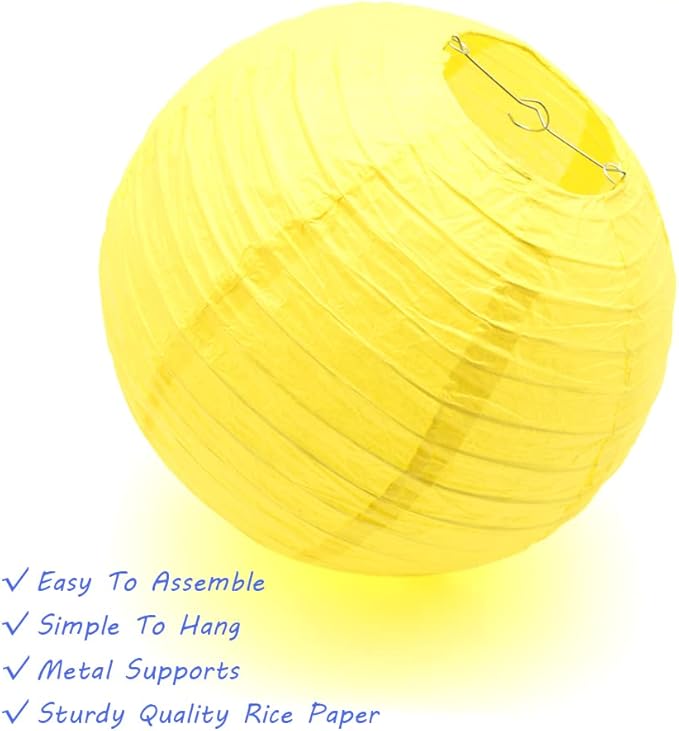 3pcs Paper Lanterns Decorative Round Chinese Paper Lanterns for Birthday Halloween Wedding Baby Bridal Shower Home Decor Party Decoration (12in/Yellow)