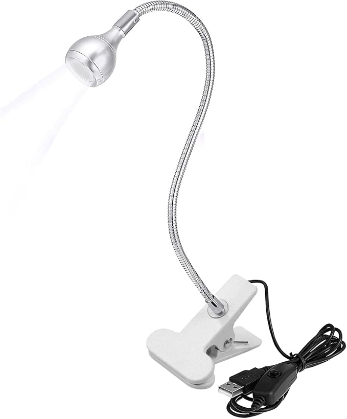 LED Desk Lamp Clip On Light,360°Flexible Gooseneck and Clamp Reading Light | Portable USB Powered Task Light with Clamp,Night Light Clip on for Desk, Bed Headboard and Computers Silver