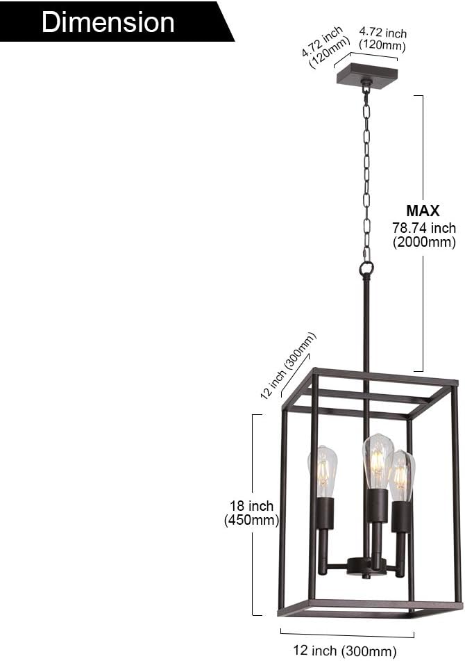 3 Light Farmhouse Chandelier Black Fixture