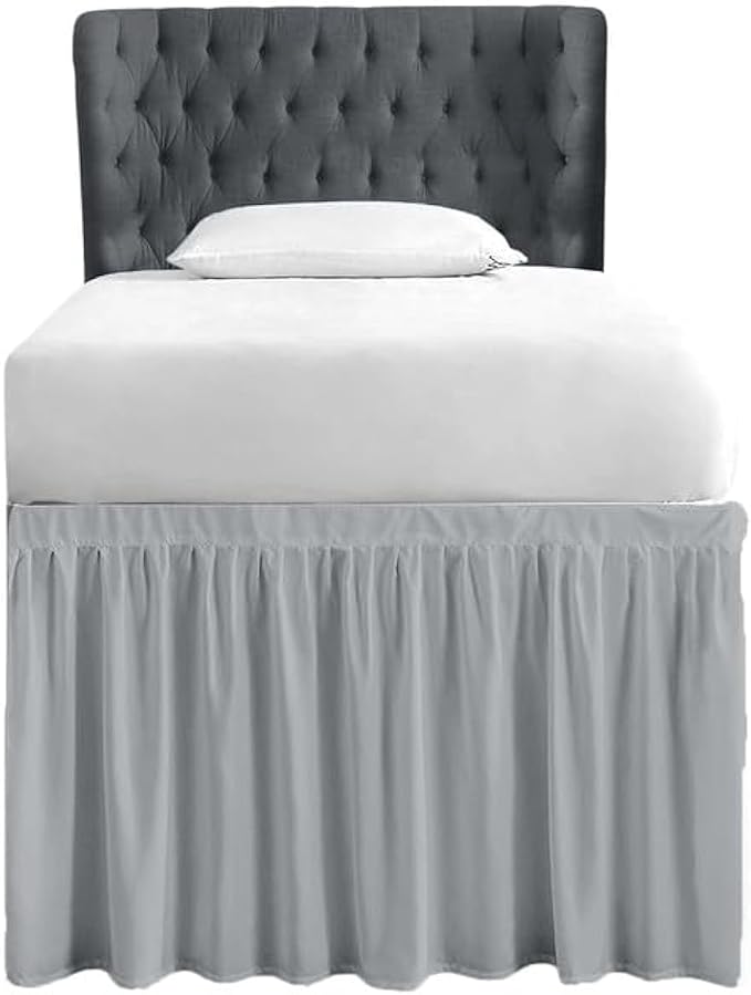 Cottingon Dorm Bed Skirt Twin XL 42" with Split Corners, 100% Microfiber Soft and Stylish, College Room Essential, Extra Long Dust Ruffle for Extended Beds, Light Grey