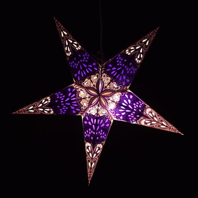 Purple Charm Paper Star Lantern with 12 Foot Power Cord Included