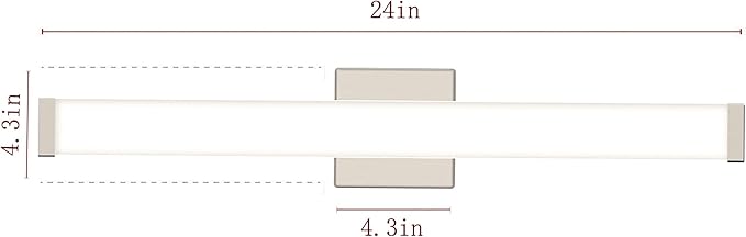 LED Bathroom Vanity Light Fixtures 24 in Brushed Nickel, 14W 4000K Natural White Square Wall Fixture, Modern Lighting for Over Mirror, Damp Rated