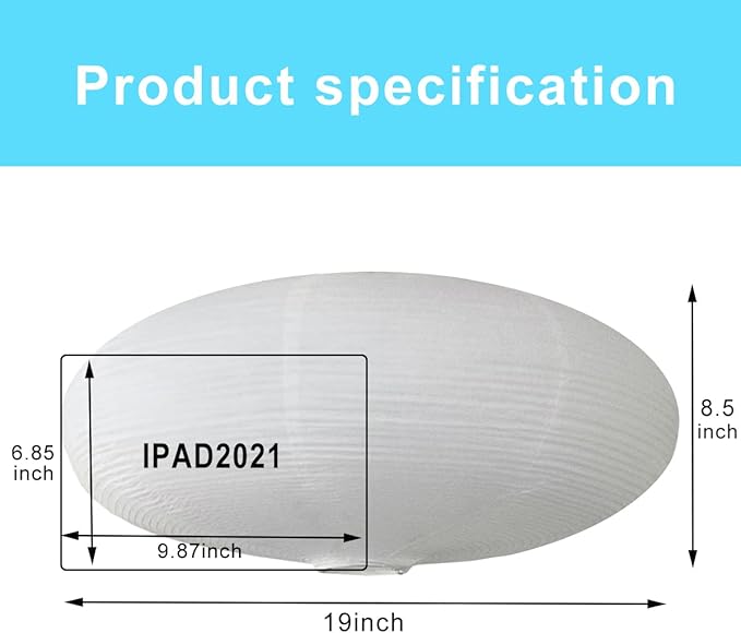 2Pcs White Oval Paper Lantern Lampshade, 19" Paper Lanterns Pendant Light Shade, Chinese Lanterns for Living Room, Bedroom, Hanging Party Decor(White-19inch-2PCS)