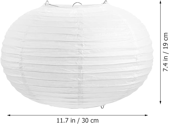 Uonlytech Paper Pendant Lamp Shade, White Round Lantern Handmade Ambient Lampshade Hanging Paper Lamp Cover for Home Pendant Lights, 30X30X19cm Wedding Decor