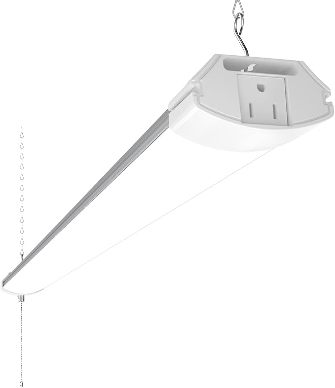Barrina BS84 LED Shop Lights 4FT for Workshop, 84W 10000LM 6500K, 1 Pack | 4FT for Garage Basement, Hanging or Flush Mount, Linkable to 3, Hidden Wiring, with Pull Chain Switch, Frosted Cover, White