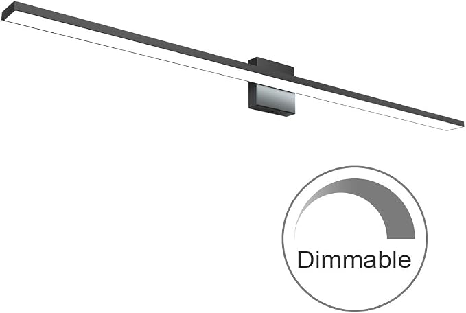 Ralbay 48inch Dimmable Modern LED Black Vanity Light 46W Frosted Aluminum for Bathroom Vanity Lighting Fixtures Cool White 6000K