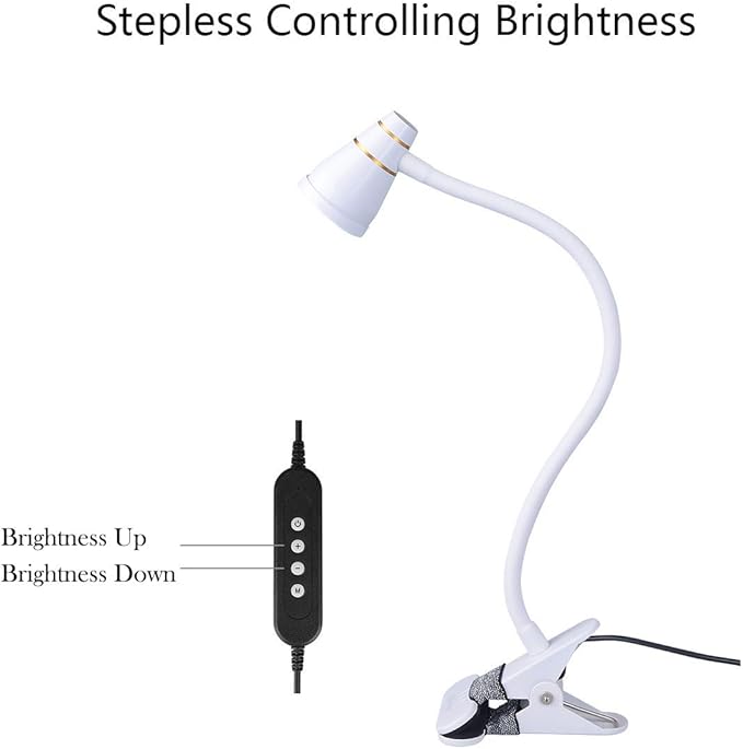 LED Clip Desk Lamp, Headboard Light with Strong Clamp, Bed Reading Light with 3000k-6500K Adjustable Color Temperature Options for Brighter Illumination (Milky White)