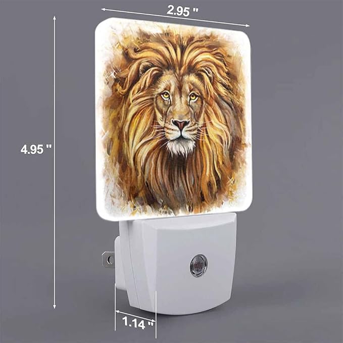 Lion Night Light Furry Brown LED Night Lights Plug into Wall for Stairway Hallway Bedroom 0.5W Nightlight